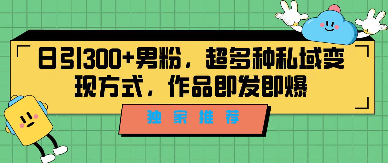 独家推荐！日引300+男粉，超多种私域变现方式，作品即发即报-天行资源库