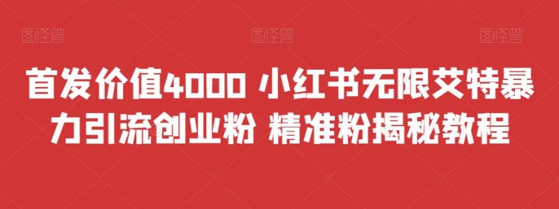 首发价值4000 小红书无限艾特暴力引流创业粉 精准粉揭秘教程-天行资源库