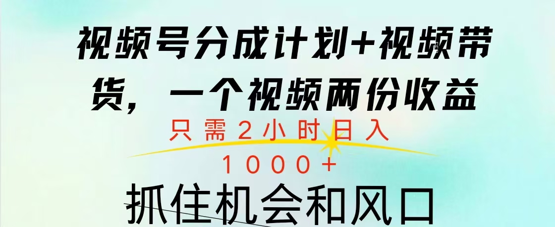 视频号橱窗带货， 10分钟一个视频， 2份收益，日入1000+-天行资源库