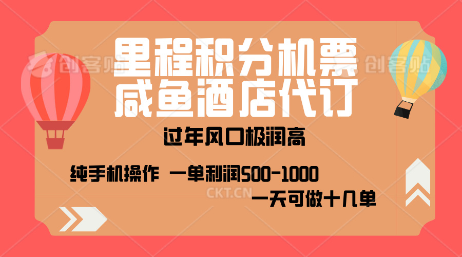 出行高峰来袭，里程积分/酒店代订，高爆发期，一单300+—2000+，月入过万不是梦！-天行资源库