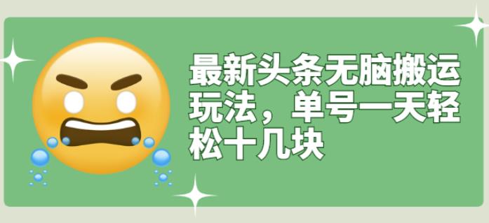 最新头条无脑搬运玩法，单号一天轻松十几块【视频教程+搬运软件】￼-天行资源库