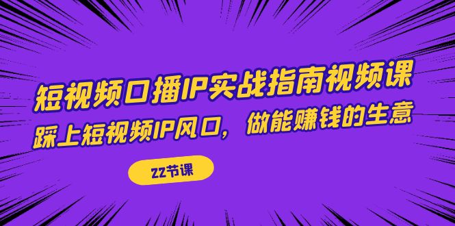 短视频口播IP实战指南视频课，踩上短视频IP风口，做能赚钱的生意（22节课）-天行资源库
