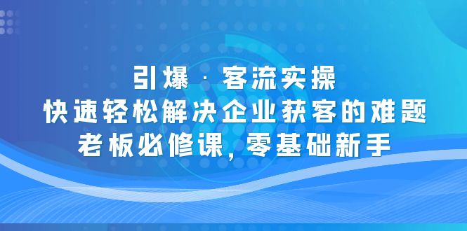 引爆·客流实操：快速轻松解决企业获客的难题，老板必修课，零基础新手-天行资源库