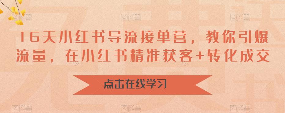 16天-小红书 导流接单营，教你引爆流量，在小红书精准获客+转化成交-天行资源库