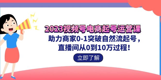 2023视频号-电商起号运营课 助力商家0-1突破自然流起号 直播间从0到10w过程-天行资源库