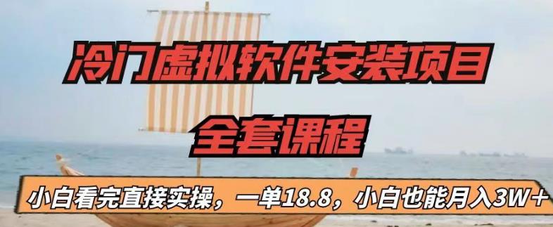 冷门虚拟软件安装项目，一单18.8，小白也能月入3W＋-天行资源库