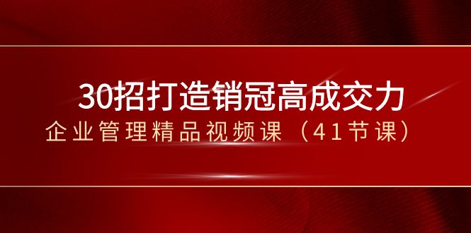 30招-打造销冠高成交力-企业管理精品视频课（41节课）-天行资源库