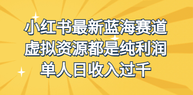 外面收费1980的小红书最新蓝海赛道，虚拟资源都是纯利润，单人日收入过千-天行资源库