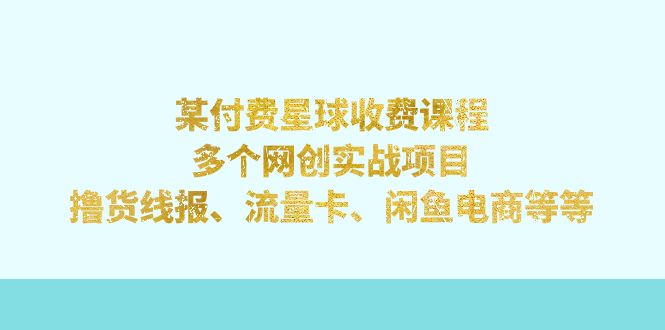 某付费星球课程：多个网创实战项目，撸货线报、流量卡、闲鱼电商等等-天行资源库