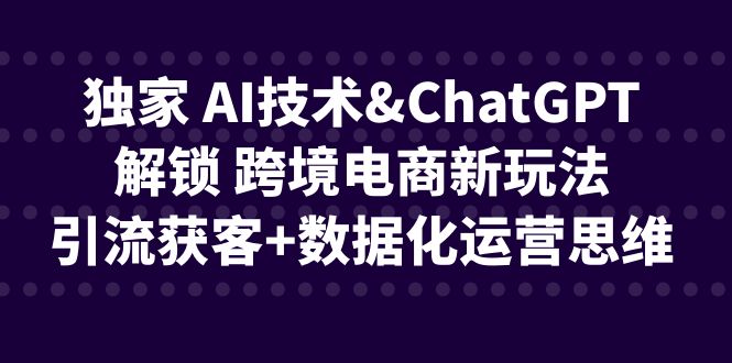 独家 AI技术&ChatGPT解锁 跨境电商新玩法，引流获客+数据化运营思维-天行资源库