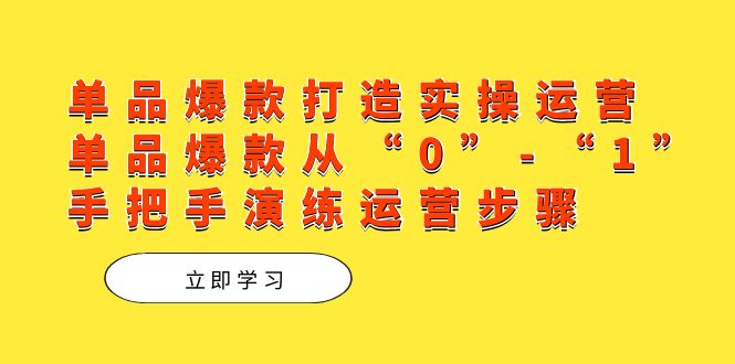 单品爆款打造实操运营，单品爆款从“0”-“1”手把手演练运营步骤-天行资源库