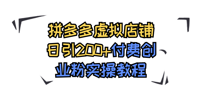 拼多多虚拟店铺日引200+付费创业粉实操教程-天行资源库