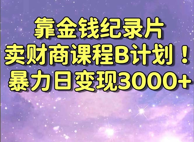靠金钱纪录片卖财商课程B计划！暴力日变现3000+，喂饭式干货教程！-天行资源库