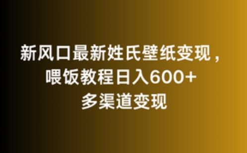 新风口最新姓氏壁纸变现，喂饭教程日入600+-天行资源库