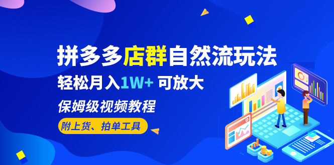 拼多多店群自然流玩法，轻松月入1W+ 保姆级视频教程（附上货、拍单工具）-天行资源库