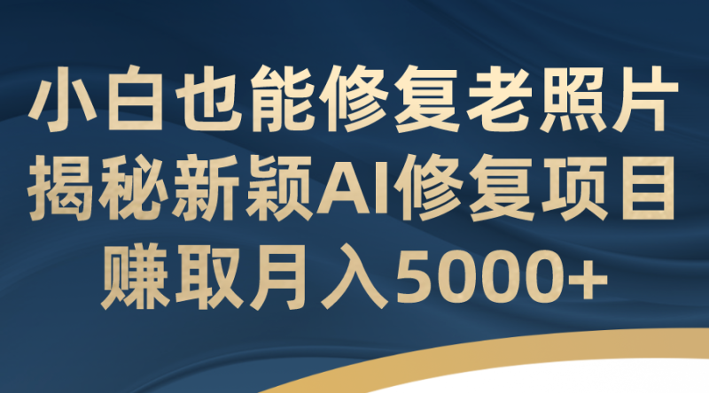 小白也能修复老照片！揭秘新颖AI修复项目，赚取月入5000+-天行资源库