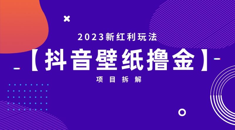 2023新红利玩法：抖音壁纸撸金项目-天行资源库