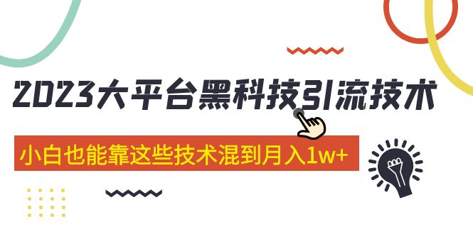 价值4899的2023大平台黑科技引流技术 小白也能靠这些技术混到月入1w+29节课-天行资源库