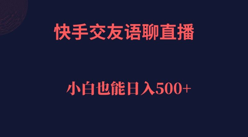 快手交友语聊直播，轻松日入500＋-天行资源库