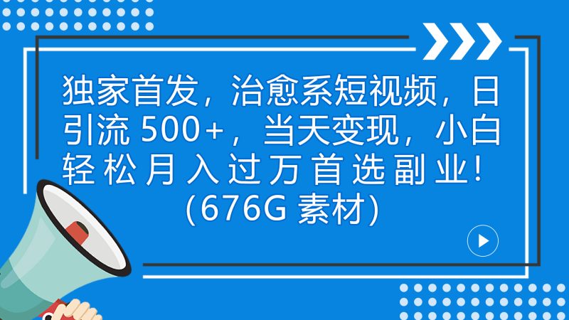 独家首发，治愈系短视频，日引流500+当天变现小白月入过万（附676G素材）-天行资源库
