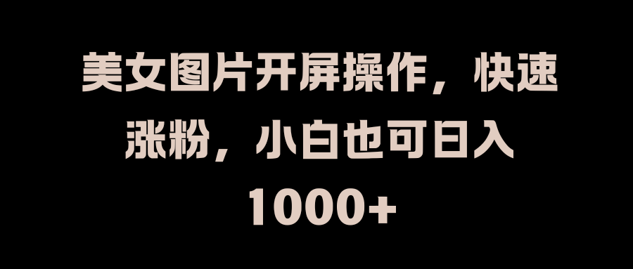 美女图片开屏操作，快速涨粉，小白也可日入1000+-天行资源库