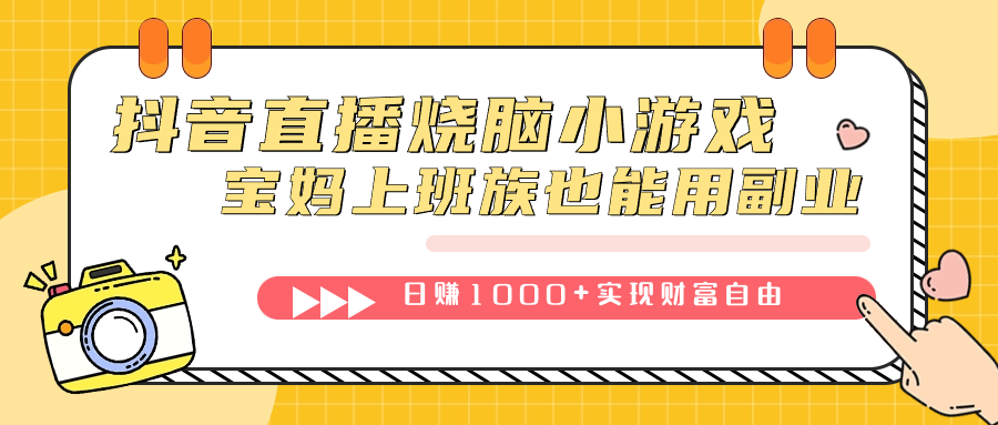 抖音直播烧脑小游戏，不需要找话题聊天，宝妈上班族也能用副业日赚1000+-天行资源库
