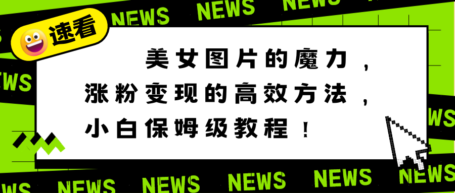 美女图片的魔力，涨粉变现的高效方法，小白保姆级教程！-天行资源库