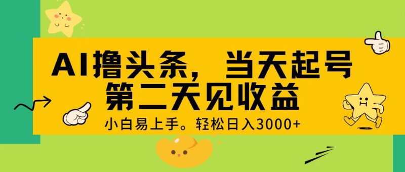 AI撸头条，轻松日入3000+，当天起号，第二天见收益。-天行资源库