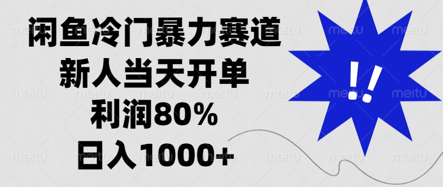 闲鱼冷门暴力赛道，利润80%，日入1000+新人当天开单，-天行资源库