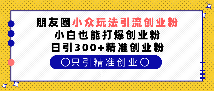 朋友圈小众玩法引流创业粉，小白也能打爆创业粉，日引300+精准创业粉-天行资源库