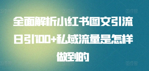 暴力引流 小红书图文引流日引100私域全面拆解【打粉人必看】-天行资源库