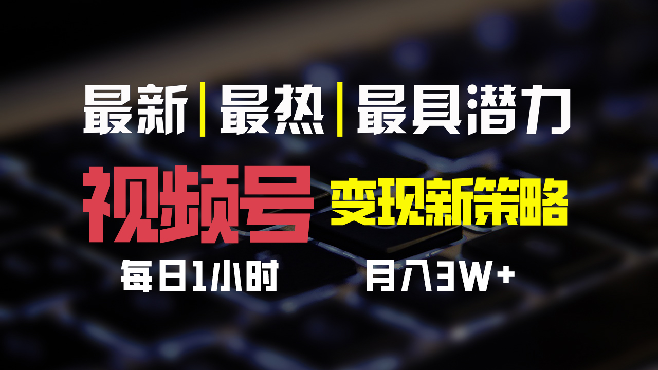 视频号变现新策略，每日一小时月入30000+-天行资源库