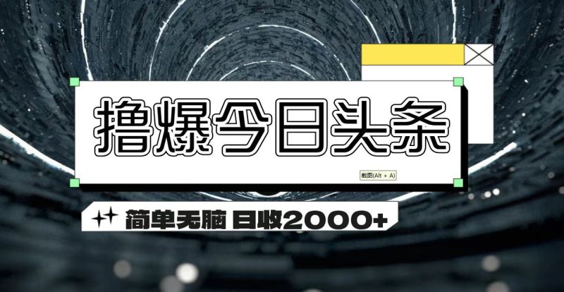 撸爆今日头条 简单无脑操作 日收2000+-天行资源库