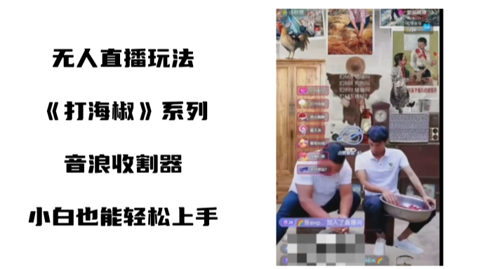 打海椒无人直播整蛊项目，小白轻松上手撸音浪收割器（教程+工具+素材）-天行资源库
