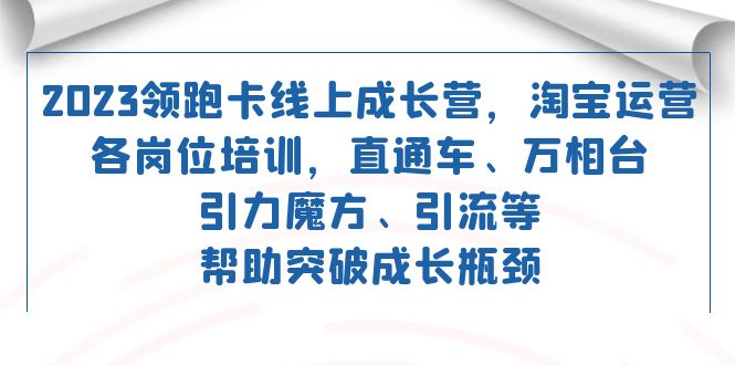 2023领跑·卡 线上成长营 淘宝运营各岗位培训 直通车 万相台 引力魔方 引流-天行资源库
