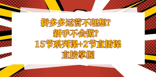 拼多多运营不理想？新手不会做？15节系列课+2节直播课，直接掌握-天行资源库