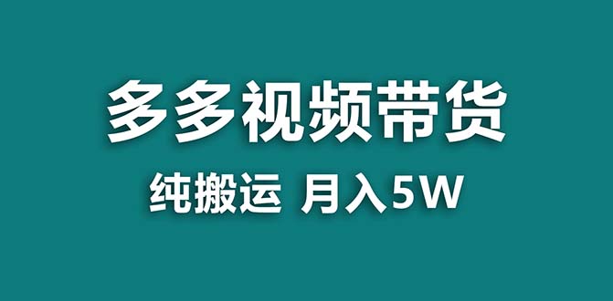 【蓝海项目】拼多多视频带货 纯搬运一个月搞了5w佣金，小白也能操作 送工具-天行资源库