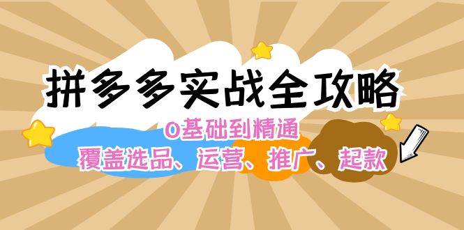 拼多多实战全攻略：0基础到精通，覆盖选品、运营、推广、起款-天行资源库