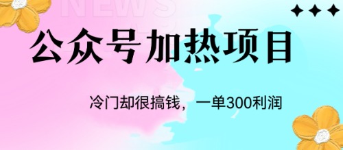 冷门公众号加热项目，一单利润300+-天行资源库