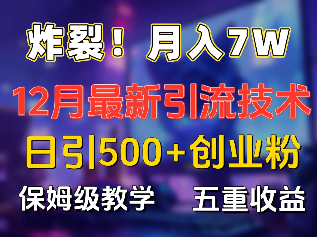 炸裂！月入7W+揭秘12月最新日引流500+精准创业粉，多重收益保姆级教学-天行资源库