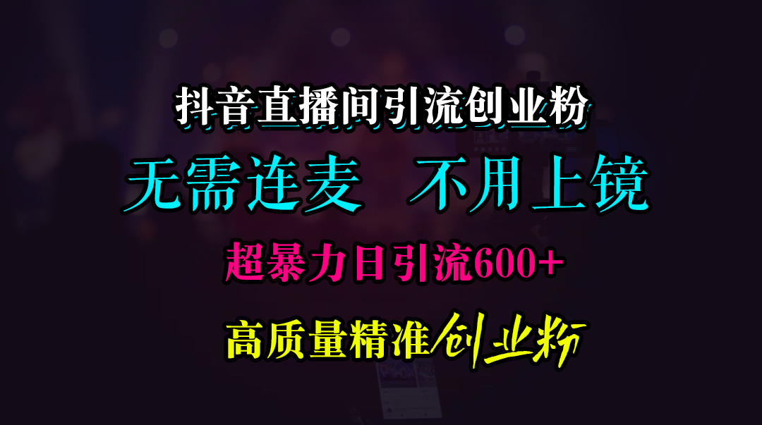 抖音直播间引流创业粉，无需连麦、无需上镜，超暴力日引流600+高质量精准创业粉-天行资源库