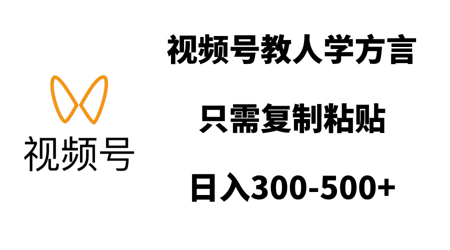 视频号教人学方言，只需复制粘贴，日入300-500+-天行资源库