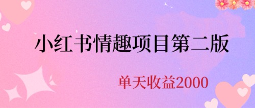 最近爆火小红书情趣项目第二版，每天2000+-天行资源库