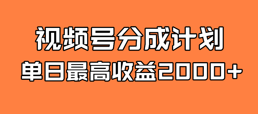 全新蓝海 视频号掘金计划 日入2000+-天行资源库