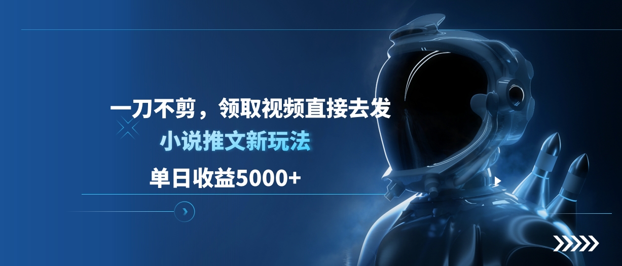 单日收益5000+，小说推文新玩法，一刀不剪，领取视频直接去发-天行资源库