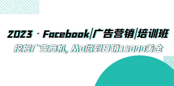 2023·Facebook|广告营销|培训班，挖掘广告商机，从0做到日销15000美金-天行资源库