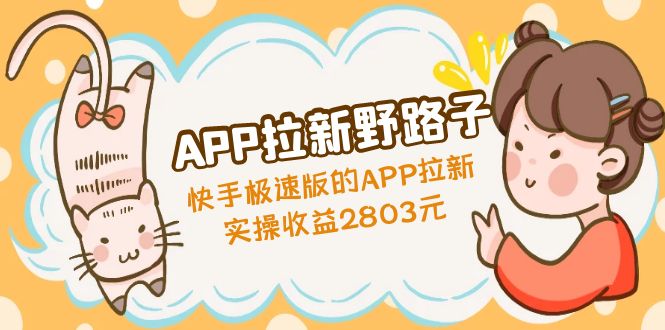 APP拉新野路子：快手极速版的APP拉新赚，实操收益2803元-天行资源库