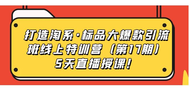 打造淘系·标品大爆款引流班线上特训营（第17期）5天直播授课！-天行资源库