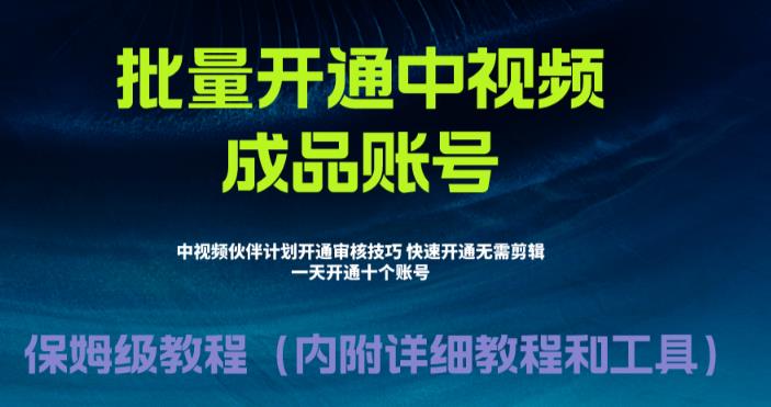 外面收费1980暴力开通中视频计划教程，附 快速通过中视频伙伴计划的办法-天行资源库