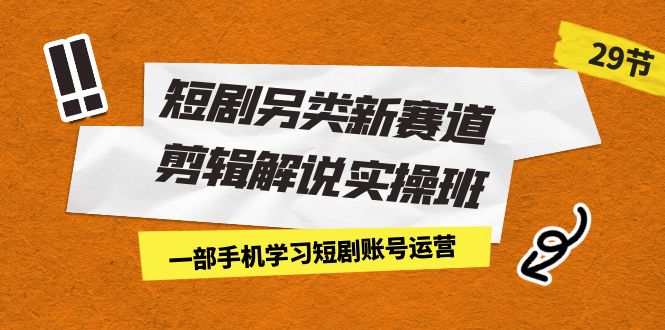 短剧另类新赛道剪辑解说实操班：一部手机学习短剧账号运营（29节 价值500）-天行资源库